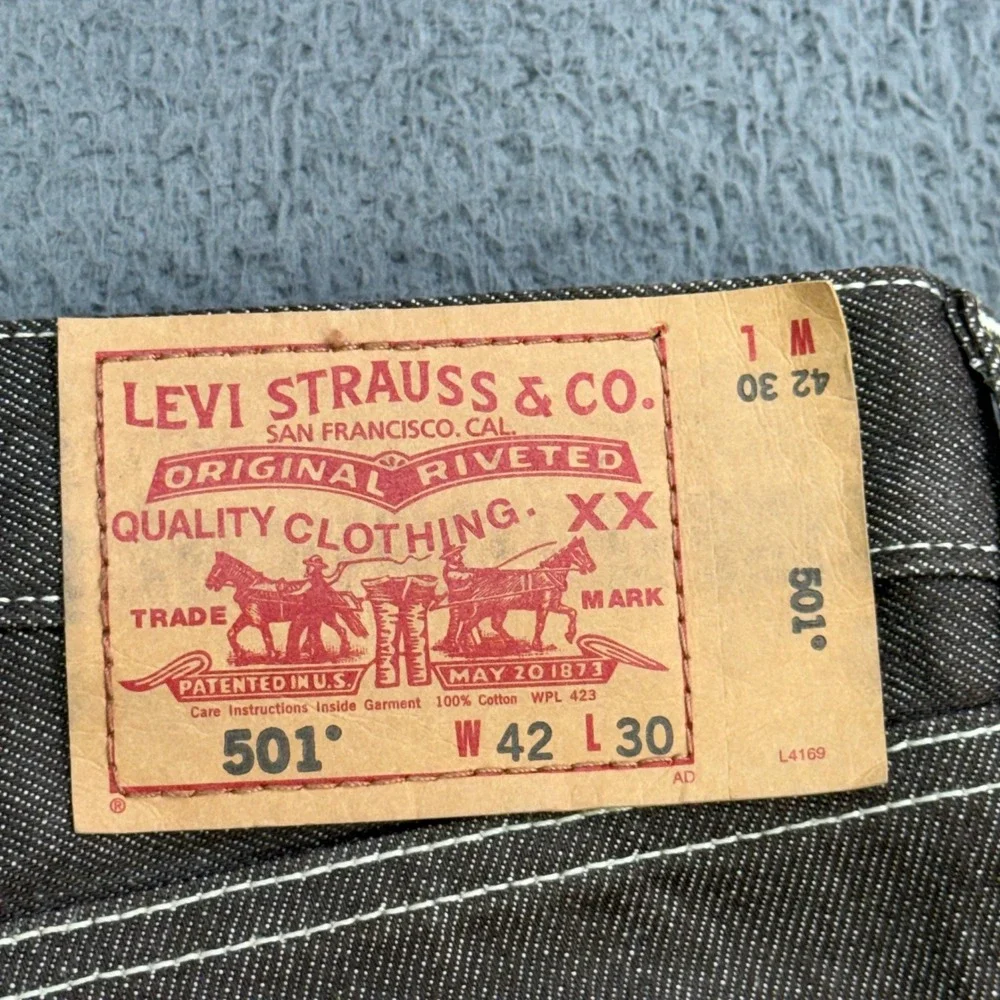 Levi's 501 Jeans Mens‎ 42x30 Brown Straight Leg Button Fly Denim Pants